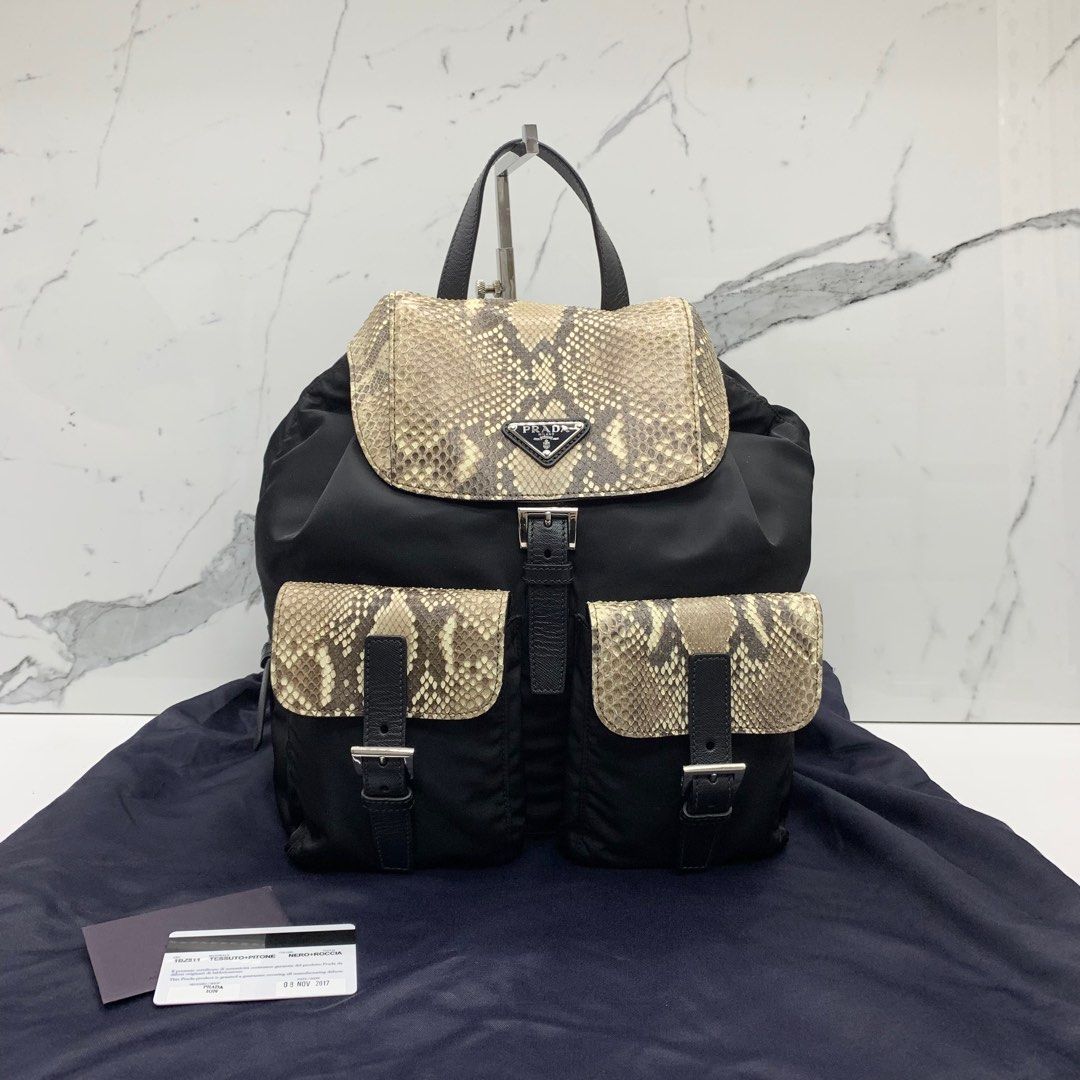 PRADA 1BZ811 NYLON PYTHON SKIN BACKPACK 227031404