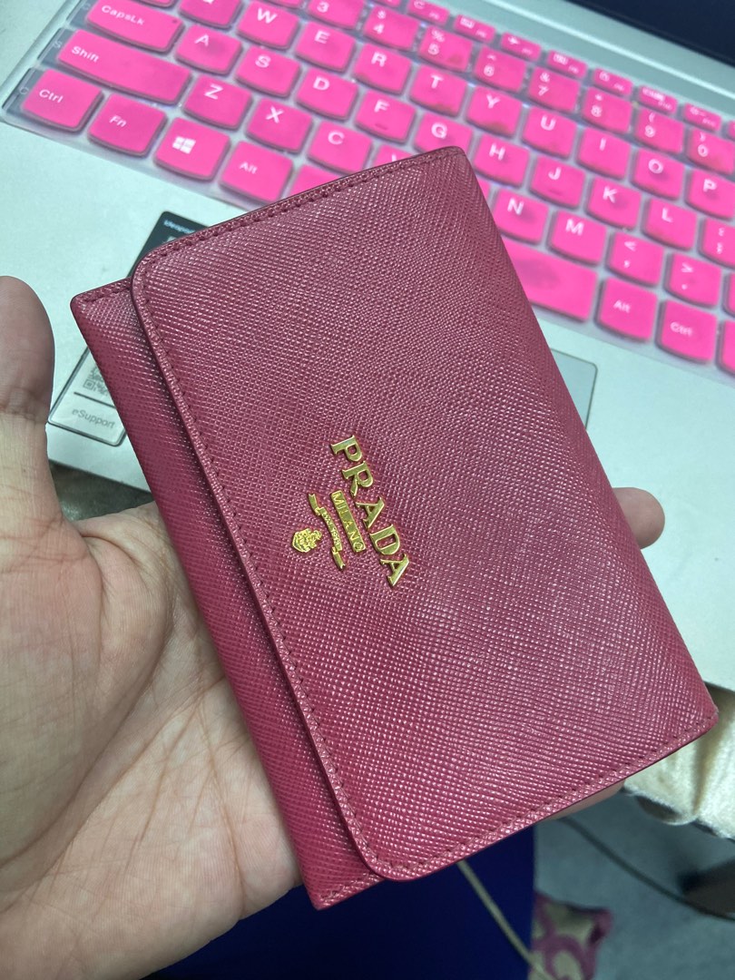 PRADA Credit Card Holder Peonia Saffiano Wallet, Luxury, Bags & Wallets on  Carousell