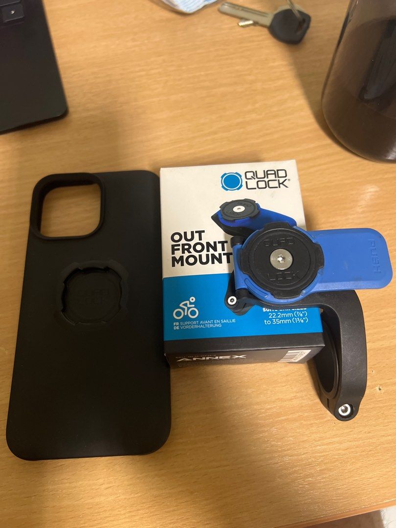 Quadlock Outfront Mount with iPhone 13 Pro Max Cover, Sports Equipment