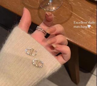 READY STOCK - CHANEL ELEGANT DIAMOND LADY STUD EARRINGS