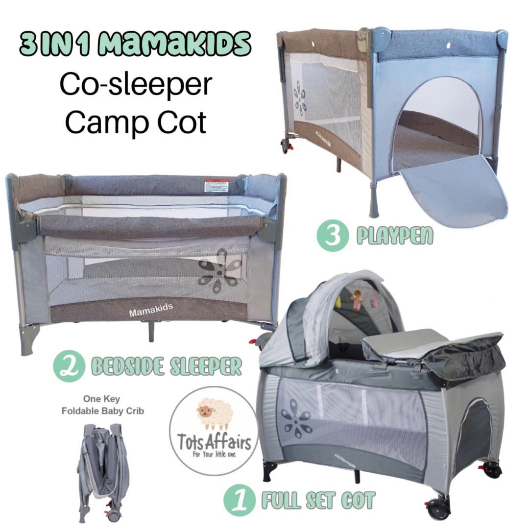 Ready Stock Mamakids Upgraded Playpen Baby Rocking Cot Foldable