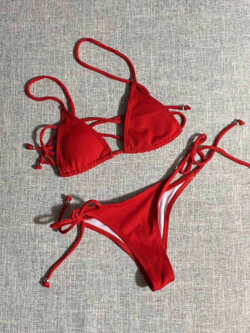 Red Bikini, Women's Fashion, Swimwear, Bikinis & Swimsuits on Carousell