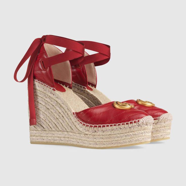 RTP1.2K Size 39.5 Gucci Platform Espadrilles in Red
