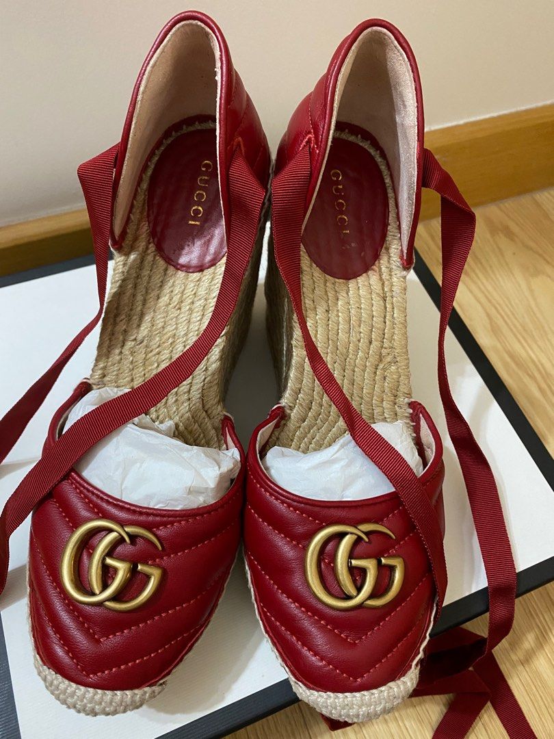 RTP1.2K Size 39.5 Gucci Platform Espadrilles in Red