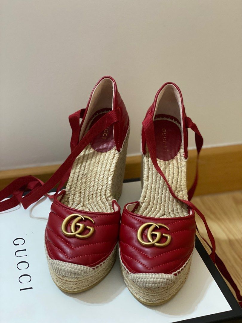 Gucci leather platform espadrille discount