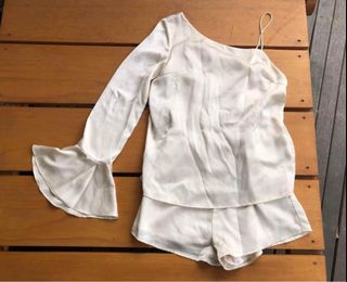 SABO SKIRT silk playsuit beige/cream