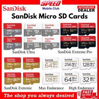 SanDisk Micro SD Memory Cards (Extreme & Extreme Pro & High Endurance & Max Endurance & Ultra) | 16GB & 32GB & 64GB & 128GB & 256GB | Official Warranty Available!!!