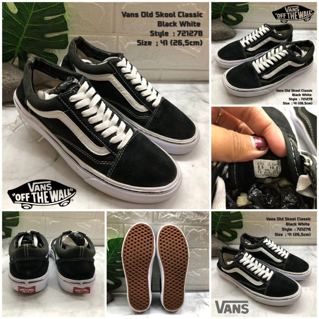 Sepatu Vans 721278 Old Skool Classic Black White Size 41 26 5cm