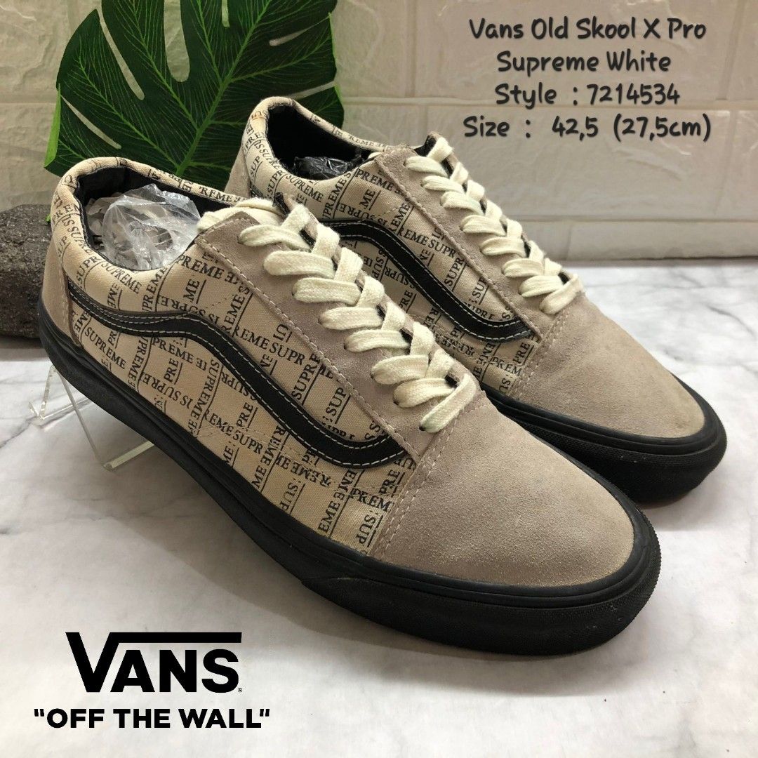 Sepatu Vans 7214534 Old Skool X Pro Supreme White, Size 42,5 (27,5cm)