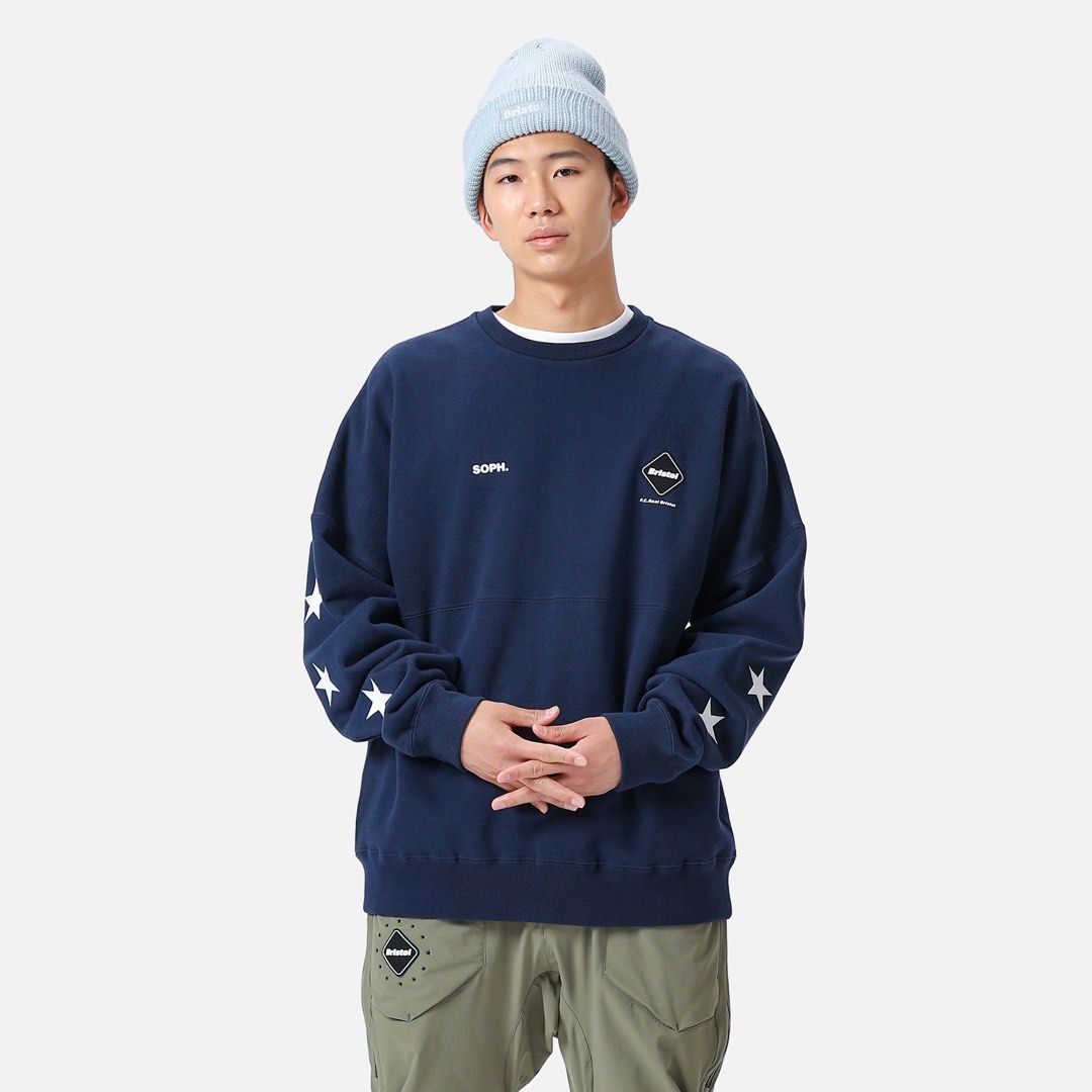 FCRB STAR APPLIQUE  CREWNECK  SWEAT 紺 S