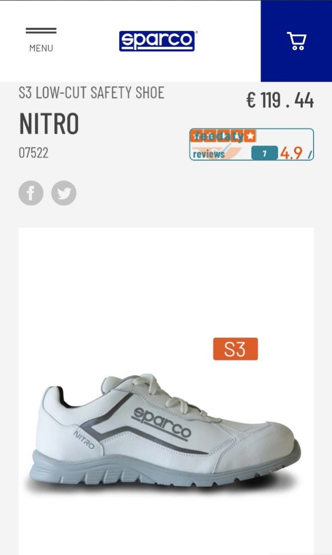 Sparco Nitro S3 Safety Shoes, Men's Fashion, Footwear, Sneakers on Carousell