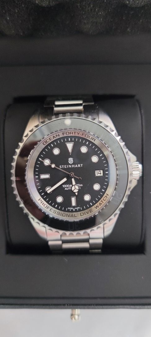 Steinhart Ocean 44 BLACK Ceramic Diver Watch 淨錶, 男裝, 手錶及