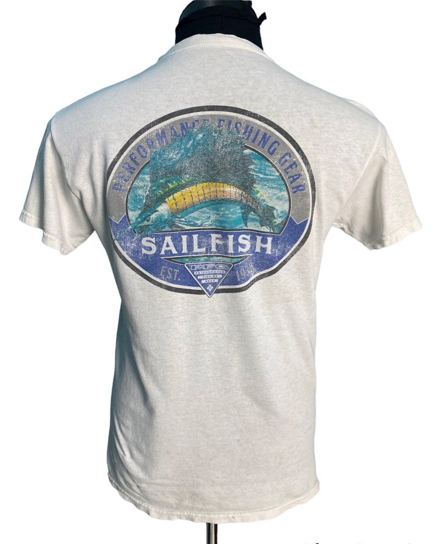 T shirt columbia backhit sailfish fishing, Men's Fashion, Tops & Sets,  Tshirts & Polo Shirts on Carousell