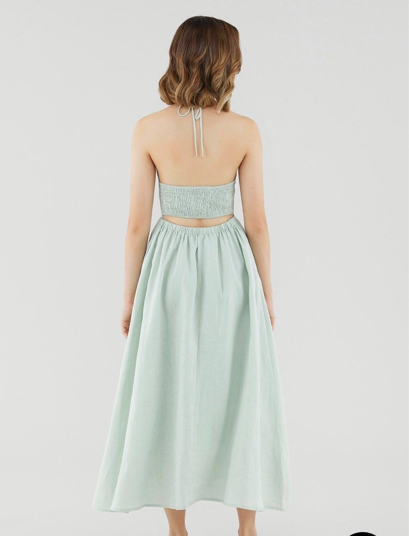 girls mint green dress Tropical Tapestry Off-White Halter Neck Maxi Dress – Hemline Heights