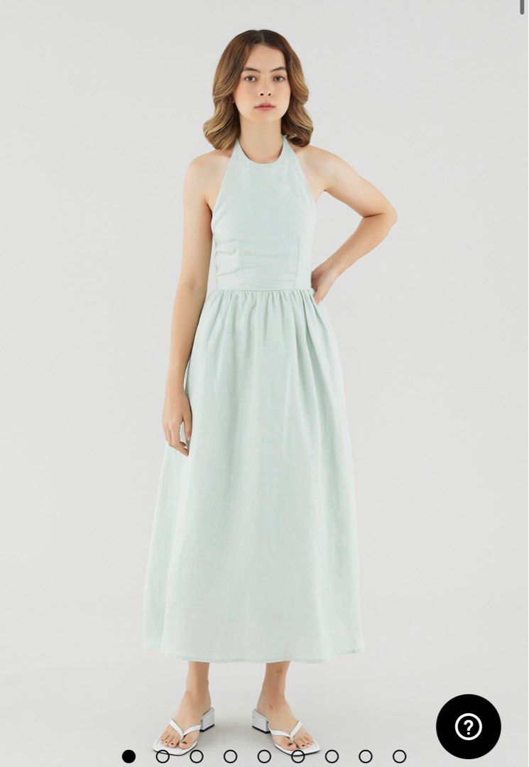 TEM Selinda Linen Halter Neck Dress size M Green, Women's Fashion, Dresses  & Sets, Dresses on Carousell