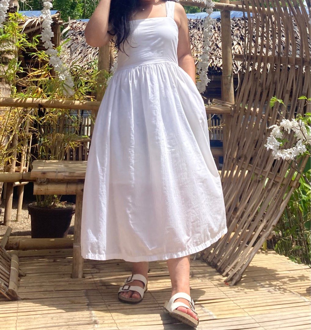 Uniqlo Linen Blend Sleeveless Shirring Dress Women s Fashion Dresses Sets Dresses on Carousell