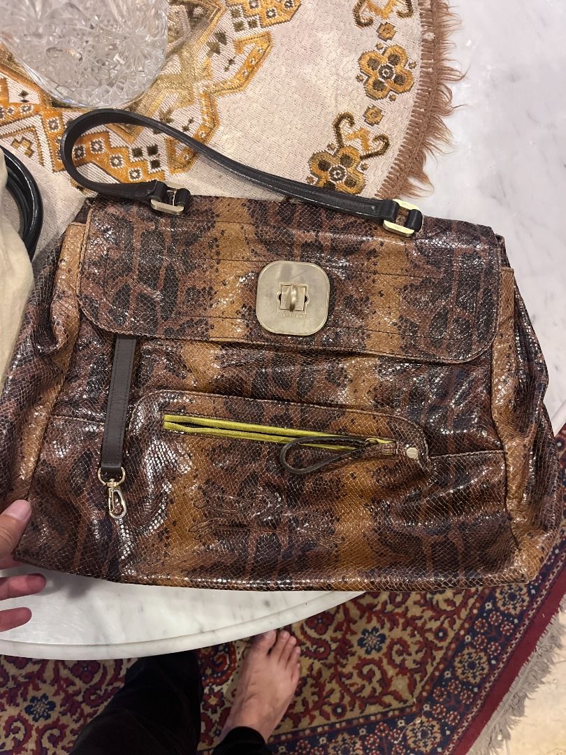 100 AUTHENTIC Longchamp Gatsby Snake python Exotic Brown