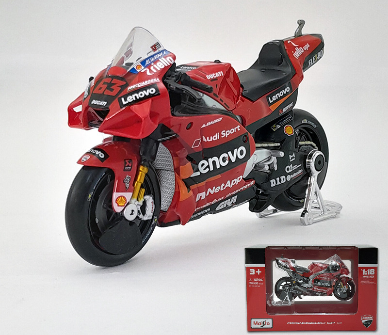 Moto miniature 1/18e Ducati Desmosedici GP Lenovo Team (2021) Bagnaia