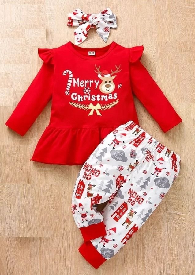 3PCS Christmas Outfit for baby girls 6 to 12 Month