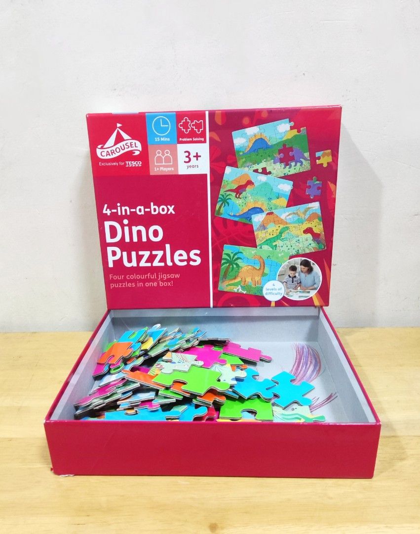 4-in-a box Dino Puzzle, Hobbies & Toys, Toys & Games on Carousell