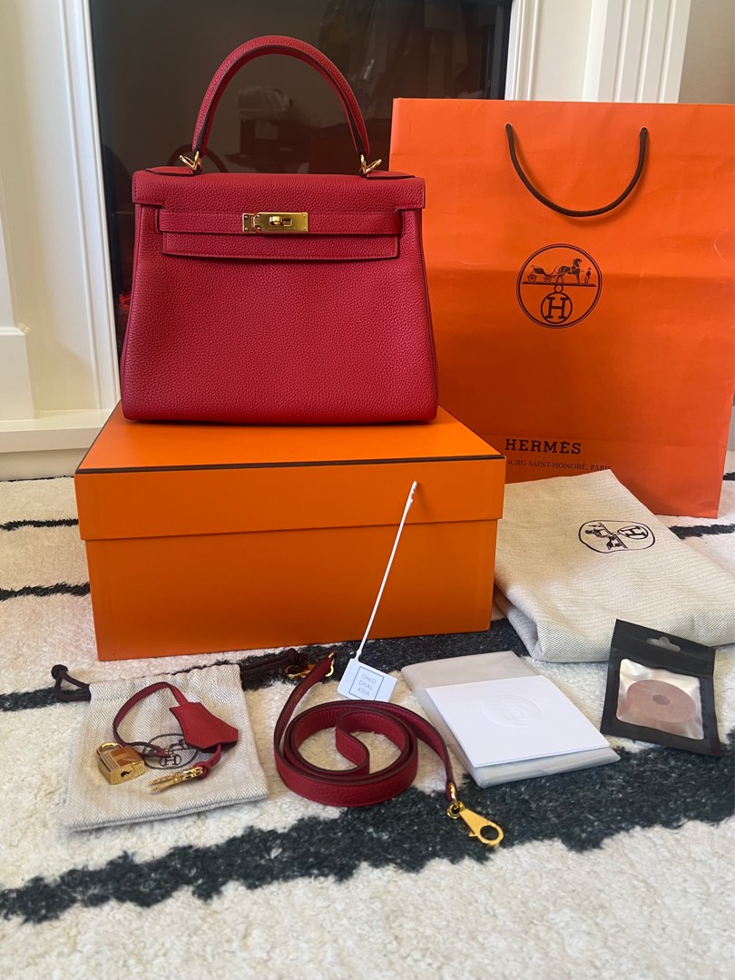 Hermes Kelly Retourne Clemence 28 Rouge Casaque - US