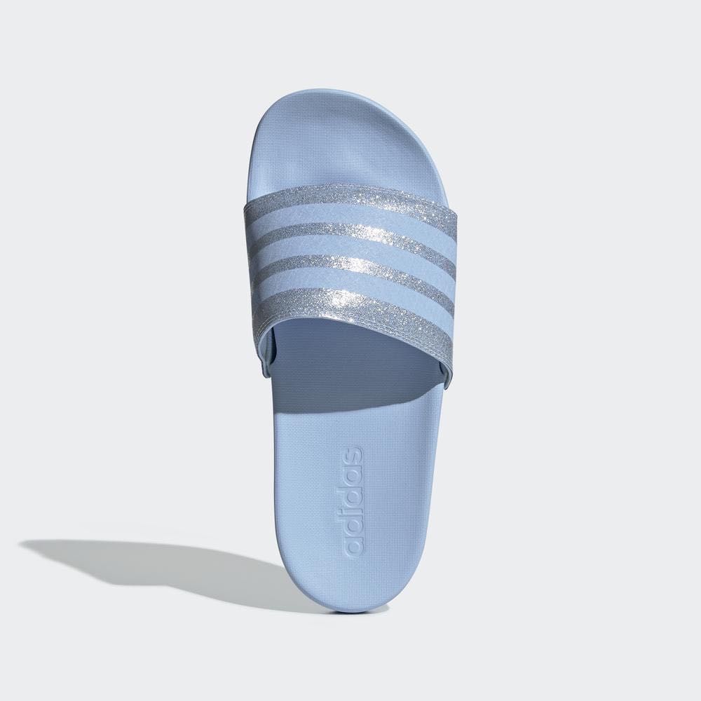 ADIDAS blue silver stripes ADILETTE COMFORT SLIDES Women s