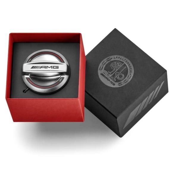 AMG 55th Anniversary Fuel Filler Cap (Chrome with Red Accent), Car