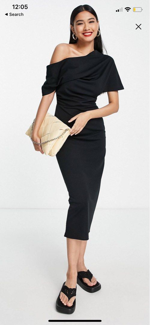 Asos design pleated shoulder shop pencil dress