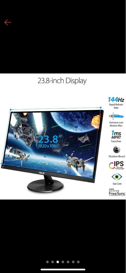 Asus Gaming Monitor 23.8 VP249QGR FHD IPS 1ms 144Hz ELMB Adaptive Sync