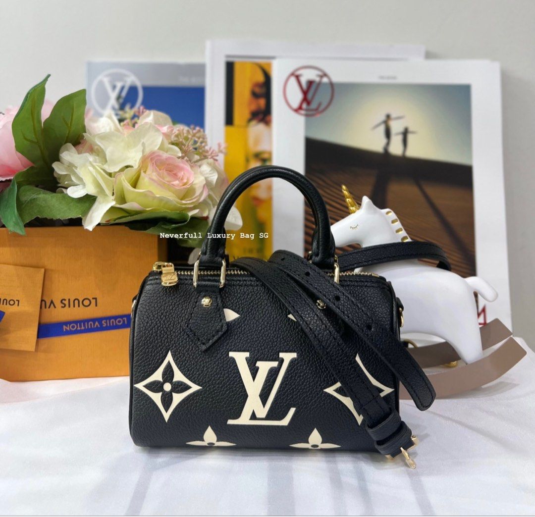 Louis Vuitton Black Giant Monogram Empreinte Speedy Bandoulière 20 Gold Hardware, 2021, Womens Handbag