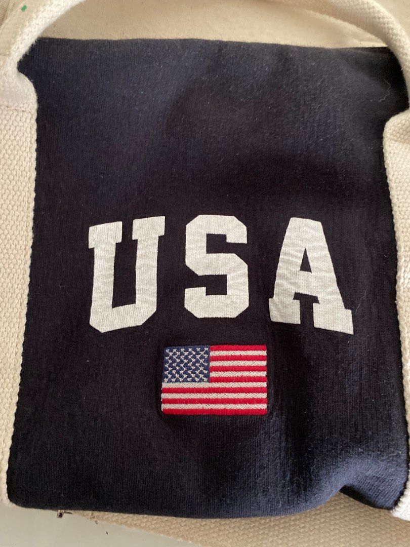 Brandy Melville USA Flag Navy Blue Duffle Camp Bag, Women's Fashion, Bags & Wallets, Crossbody