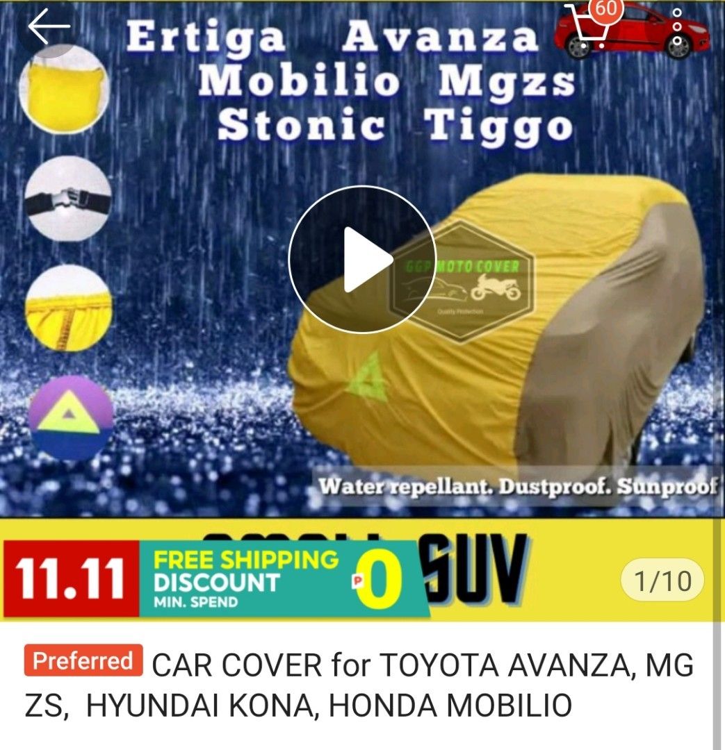 Car Cover for Toyota Avanza, MG ZS, Hyundai Kona & Honda Mobilio, Car