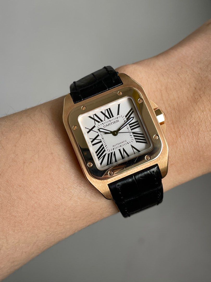 Cartier Santos 100 rose gold 2879 Full set Luxury Watches on