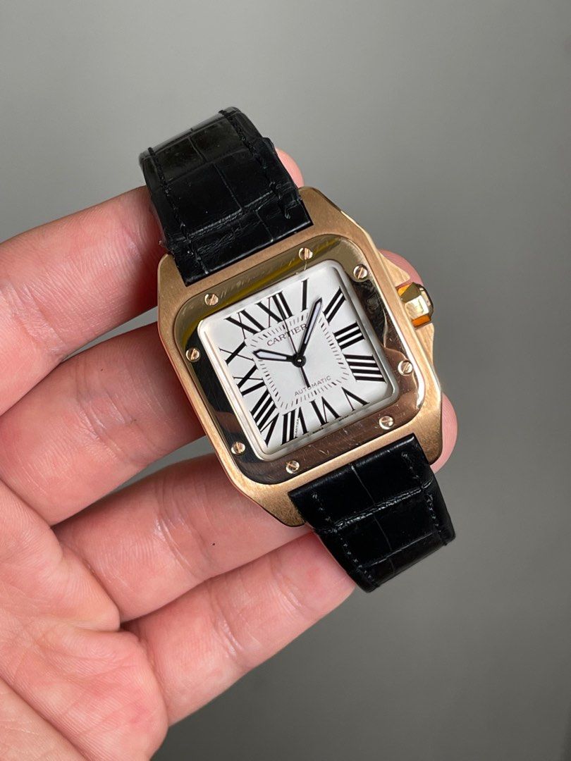 Cartier Santos 100 rose gold 2879 Full set Luxury Watches on
