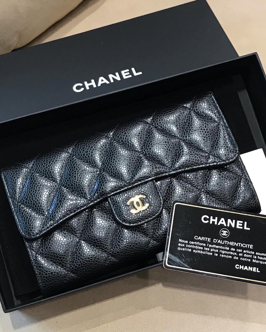 Chanel Tri Fold Long Wallet, Luxury, Bags & Wallets on Carousell