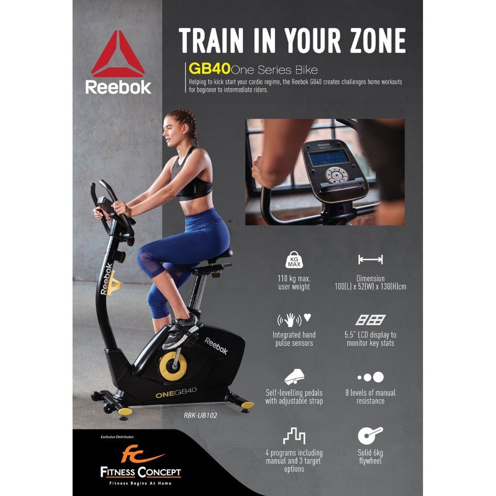 Check out Fitness Concept: Reebok GB40 Exercise Bike at 34% off! RM1,588.00 only., Sports Equipment, Exercise Fitness, Cardio & Fitness Machines on Carousell