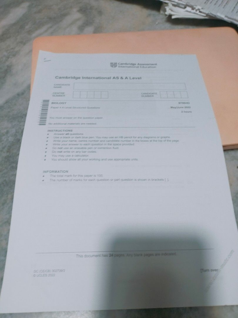 Cie A2 Alevels Biology Paper 4, Hobbies & Toys, Books & Magazines