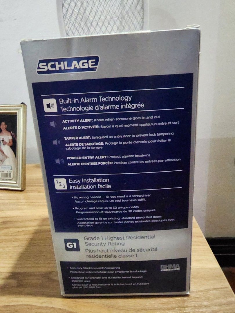 Digital door lock (Category: Locks, Doors & Gates) located in Las Pinas. Submitted by mysticflower_76d532 (Listing ID 1195769292, Image 3). Description: Schlage Digital Door Lock bought in Canada 1 year ago (600 Canadian Dollars = 22K in pesos).. was never used. box was opened by customs upon arrival at airport.