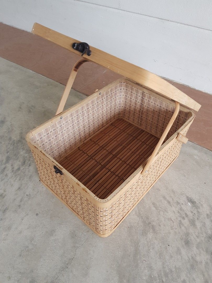 Elegant Bamboo Picnic Basket, Food & Drinks, Gift Baskets & Hampers on