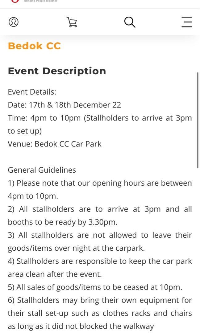 Flea Market Booth Rental At Bedok CC Announcements On Carousell