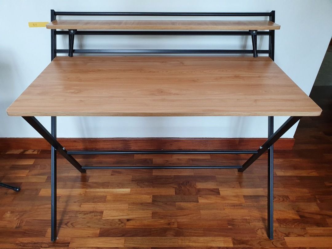 Foldable table desk for study computer (Oak colour) (no assembly