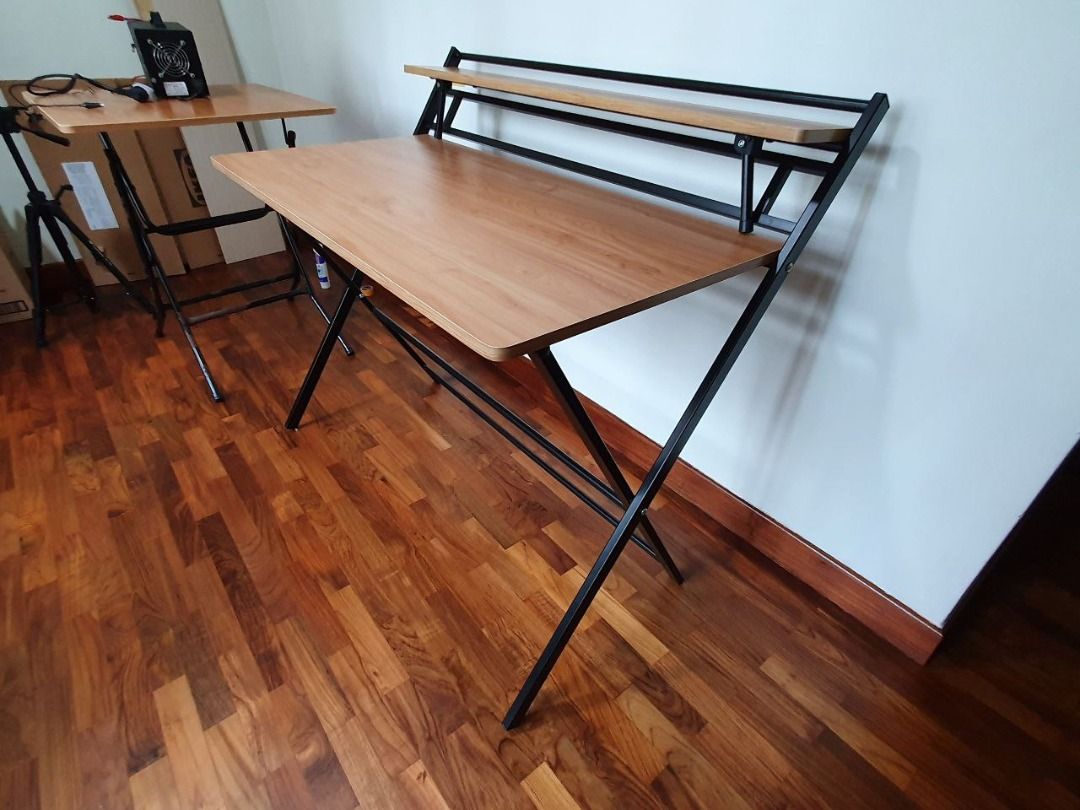 Foldable table desk for study computer (Oak colour) (no assembly