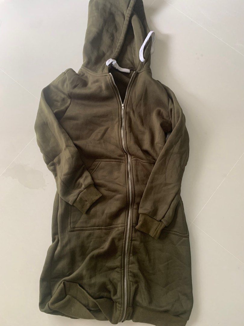 Free long overcoat. H&M jacket w/hood (blue), cotton on jacket w/hood