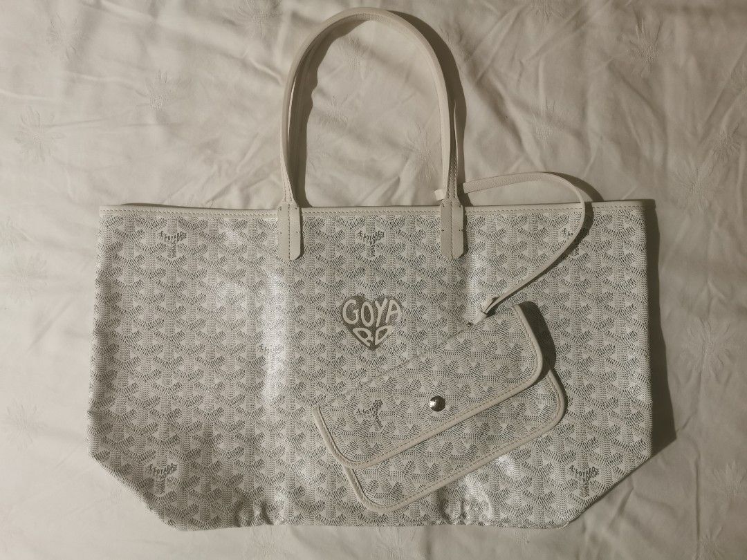 Goyard Goyardine White St. Louis PM Tote Bag Silver Hardware – Madison  Avenue Couture