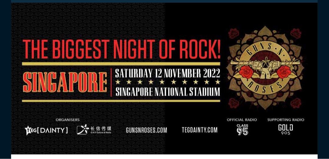 Guns N’ Roses Singapore, Tickets & Vouchers, Event Tickets on Carousell