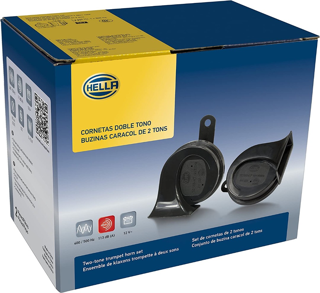 HELLA 012010901 Black 12V BX Trumpet Horn Kit (Toyota), Car Accessories