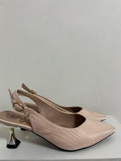 Pointed toe sandal heels nude pink