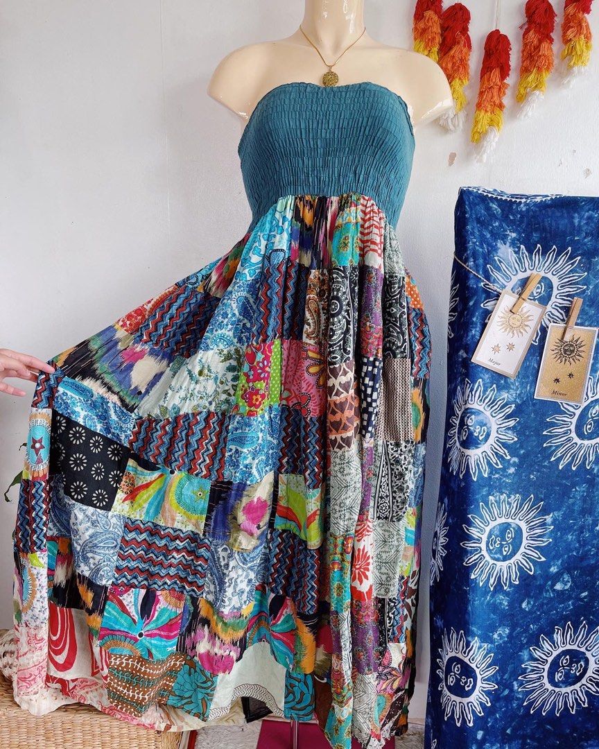 Hippie patchwork tube dress Women s Fashion Dresses Sets