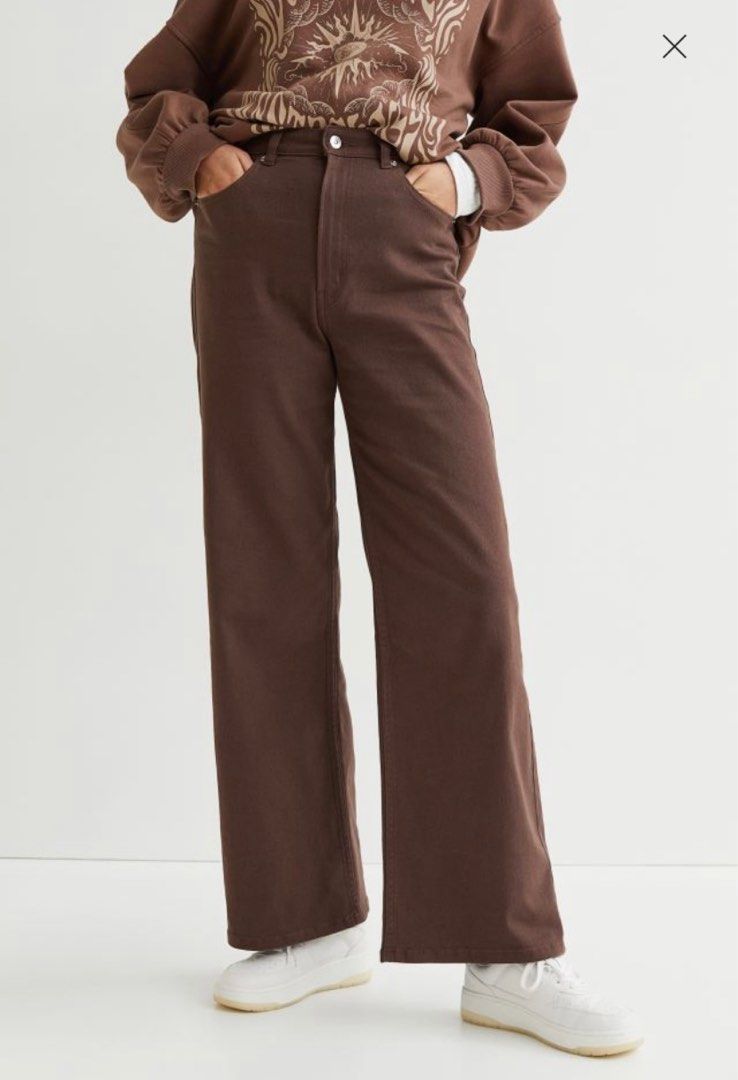 H&m wide sales twill trousers