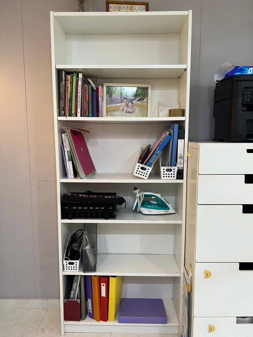 Ikea bookshelf, storage drawer, small storage rack, desk